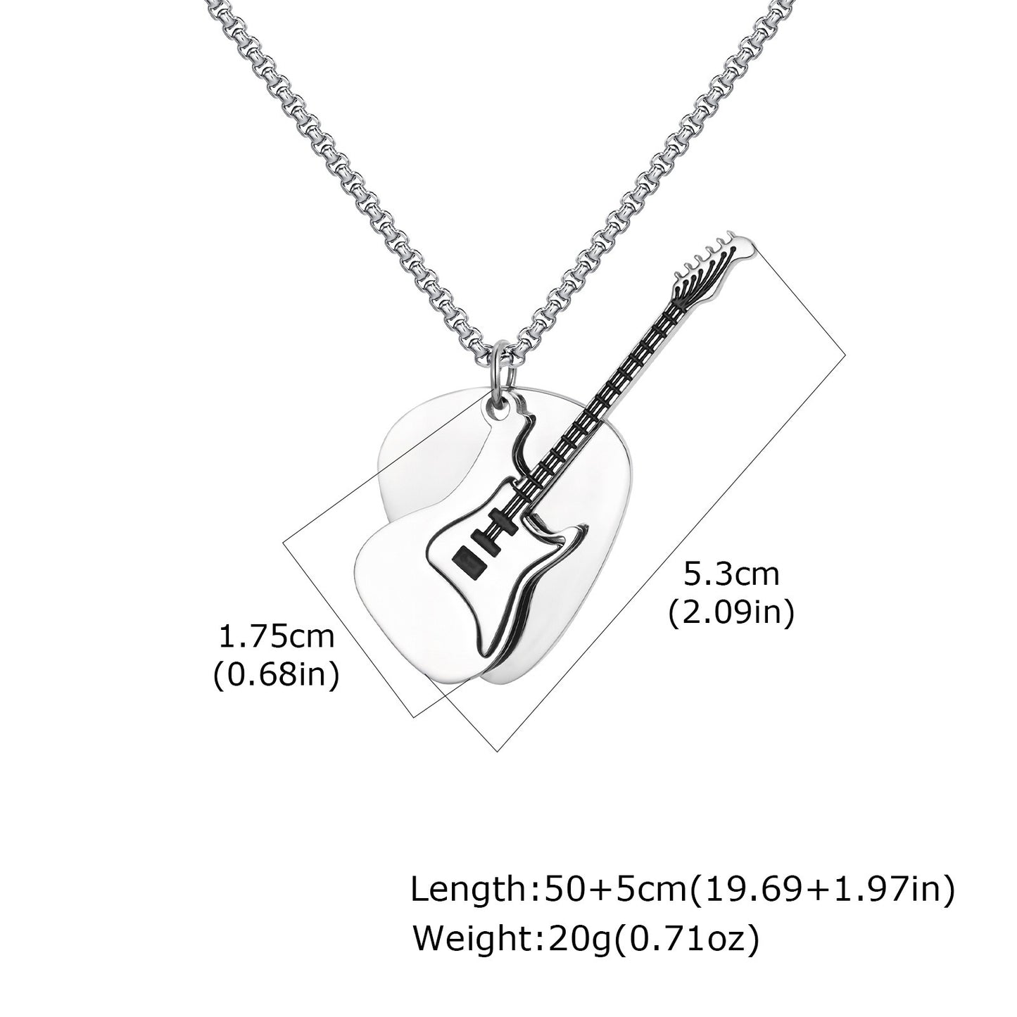 Kemstone Men’s Stainless Stee Guitar Pick Pendant Necklace – Punk Rock NC-2320