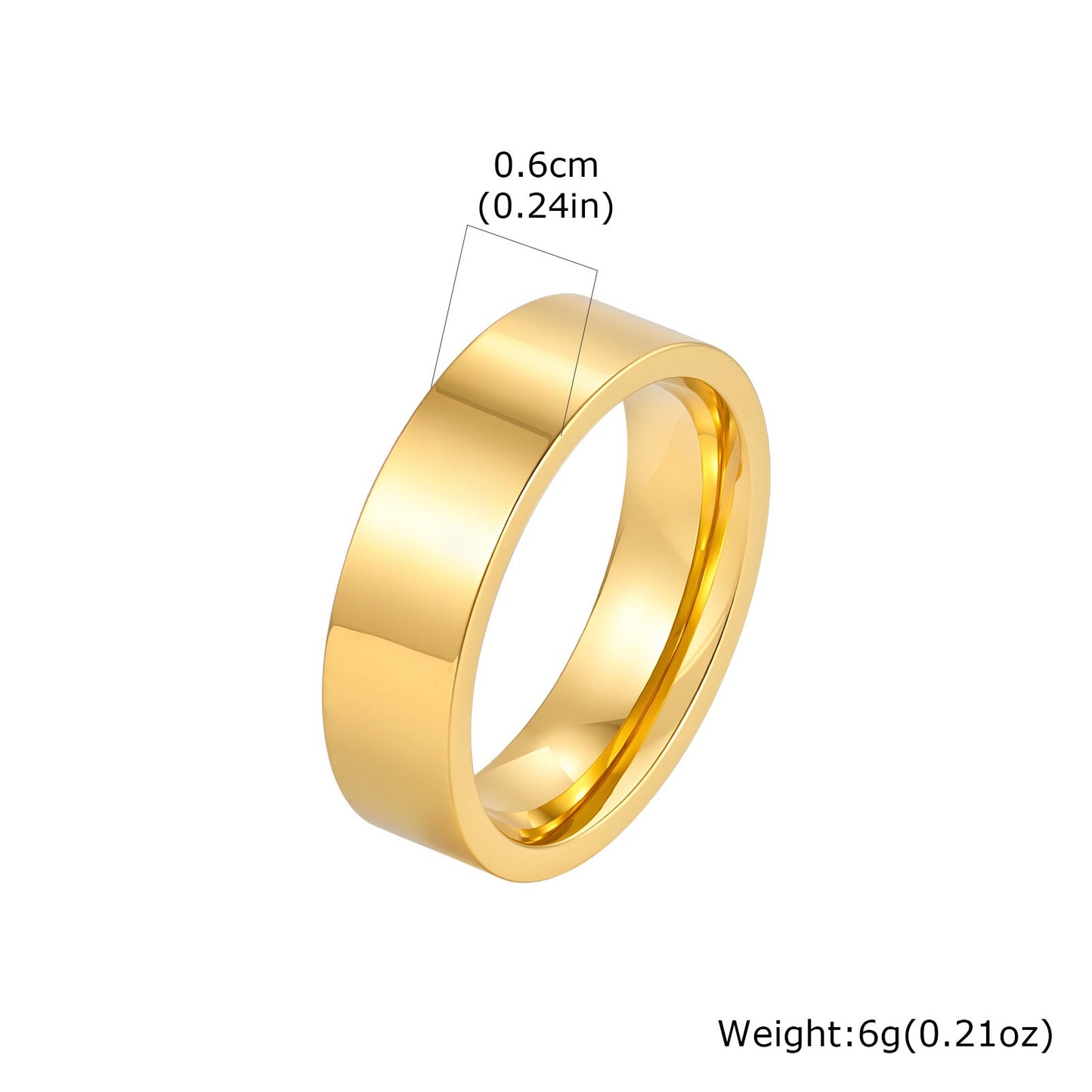 Kemstone Gold Plated Stainless Steel Ring for Men Women Minimalist 6mm R-525