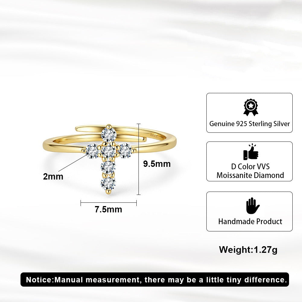 Kemstone Adjustable Moissanite Cluster Ring – 925 Sterling Silver, 2mm Stones, Gold / Silver MOR15