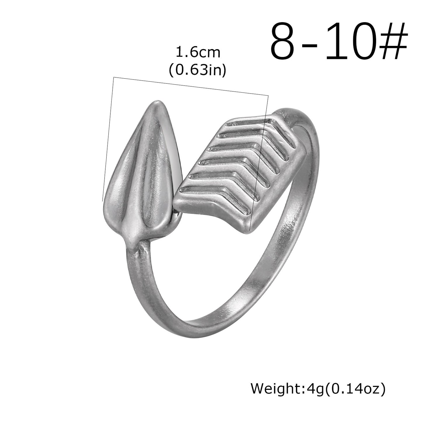 Kemstone Stainless Steel Arrow Open Ring – Minimalist Wrap Style for Men RC-1018G