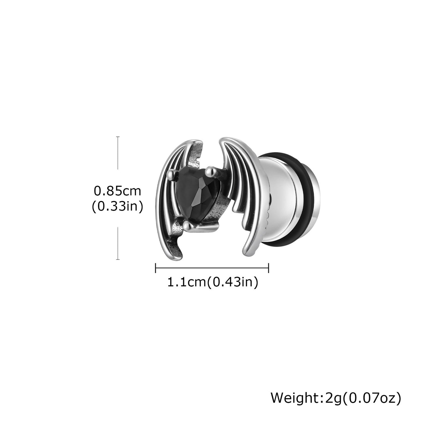 Kemstone Stainless Steel Heart Wing Earrings – Screw Back Studs ES-746