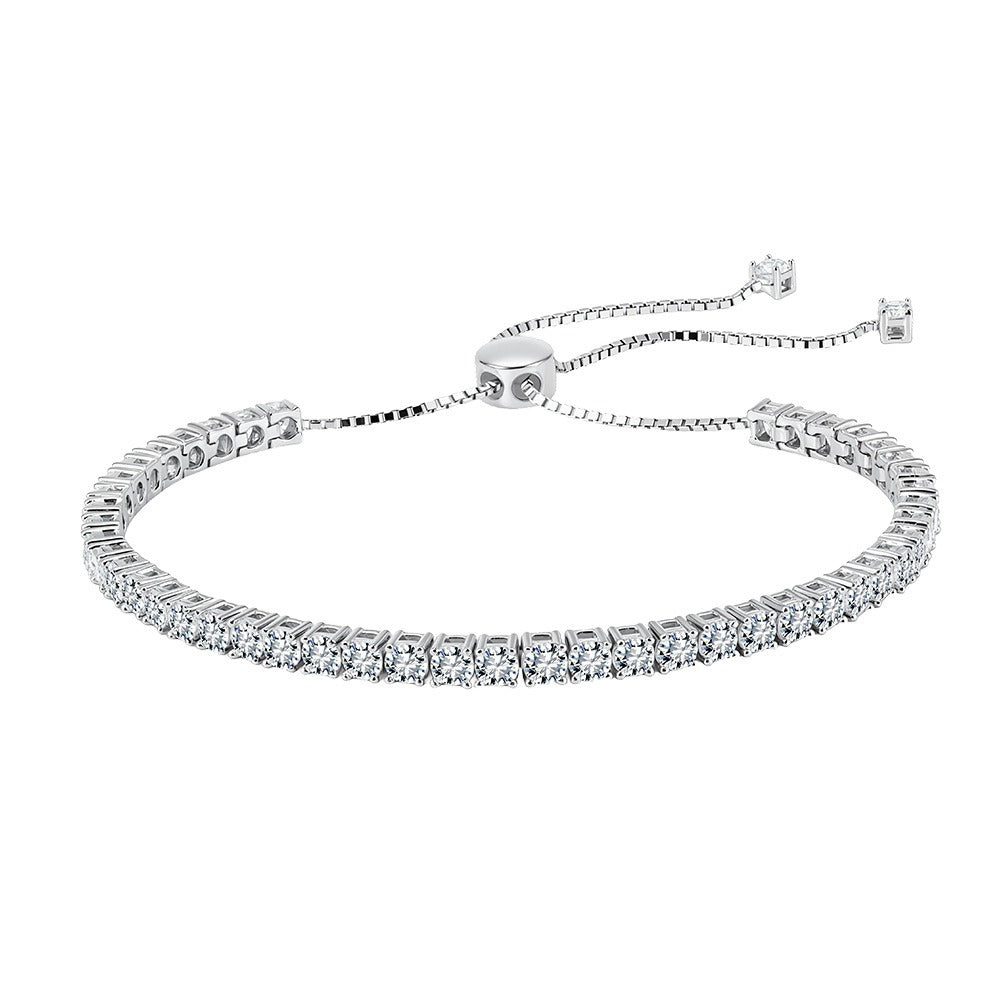 Kemstone Adjustable Moissanite Tennis Bracelet in 925 Sterling Silver for Women, Silver – MOB02