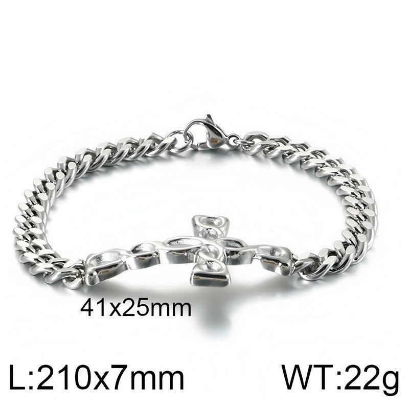 Kemstone Cross Cuban Link Bracelet for Men Titanium Steel Twisted Link KB124332-KFC
