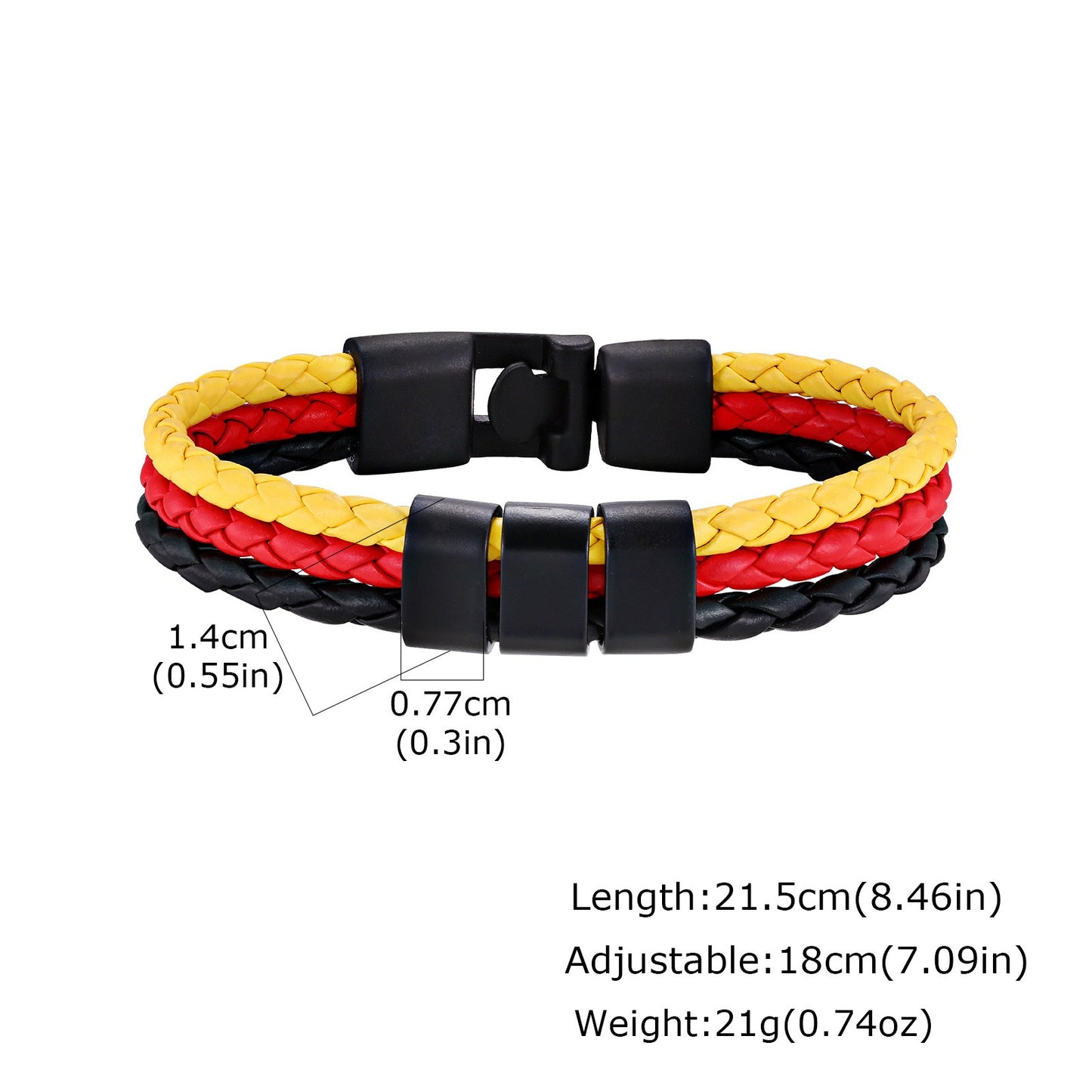 Kemstone Triple Layer Braided Leather Bracelet – Multicolor for Men BL-827