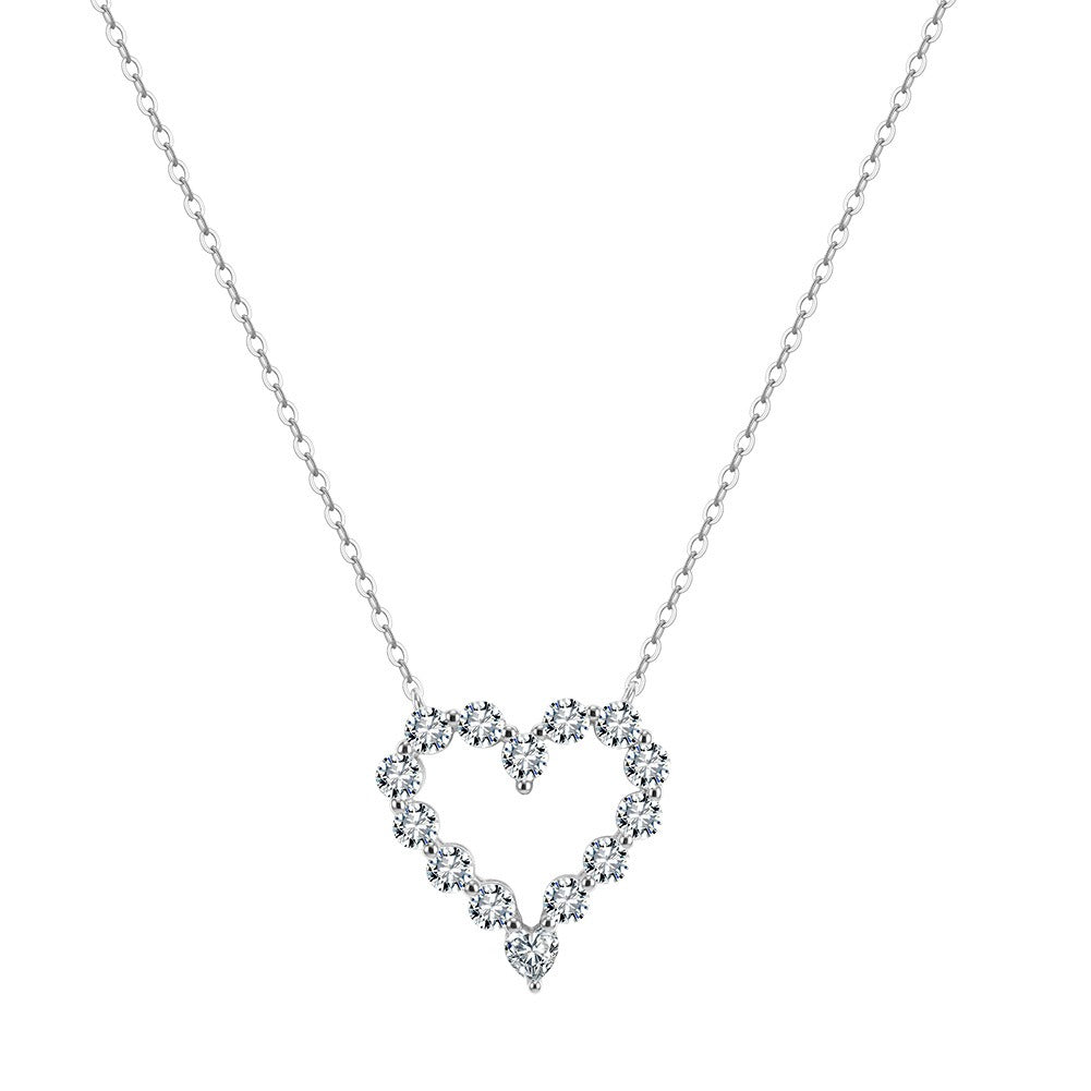 Kemstone Heart Shaped Moissanite Necklace for Women 925 Sterling Silver Pendant SMON23