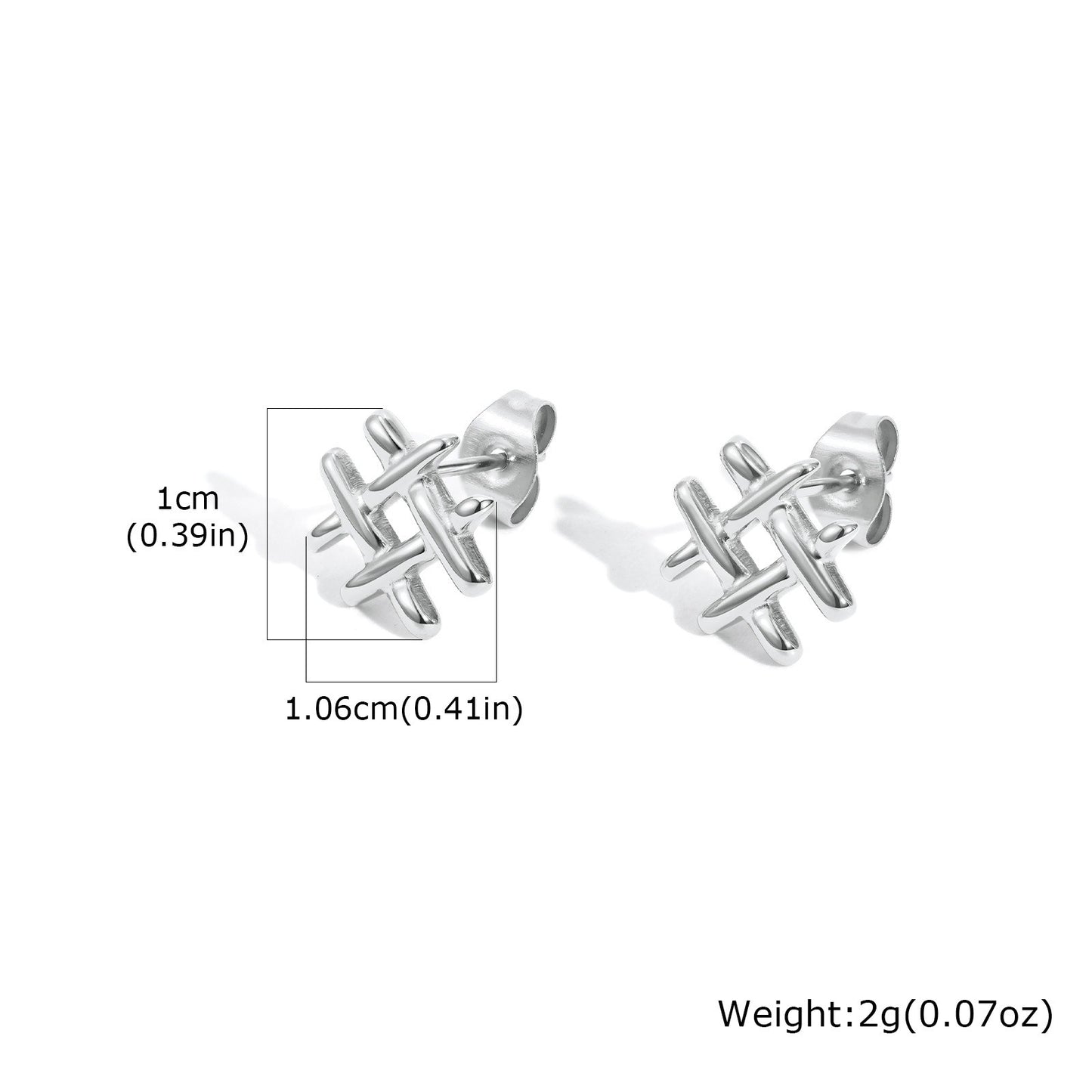 Kemstone Stainless Steel Mini Grid Stud Earrings – For Men & Women Gold, Silver, Black ES-665