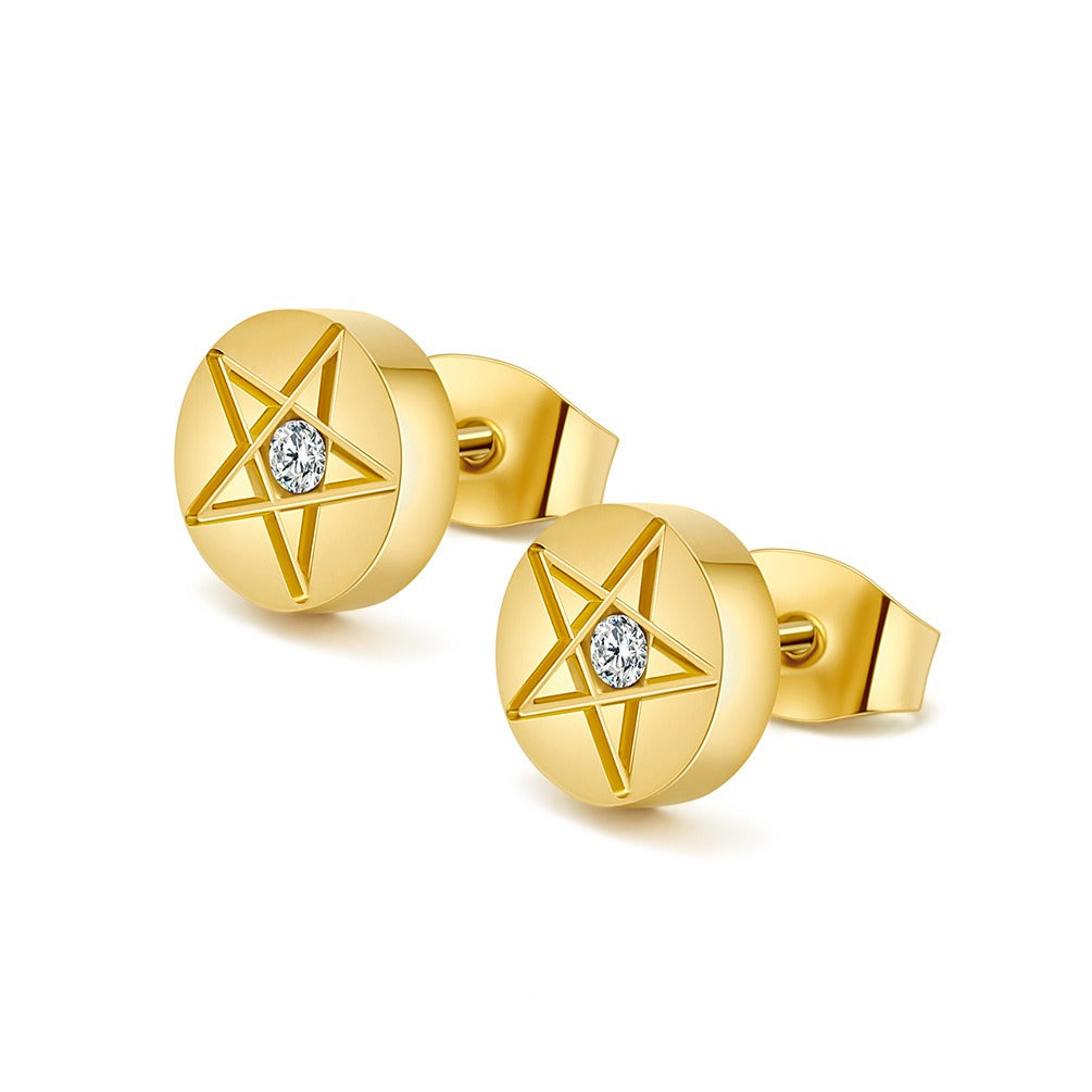 Kemstone Stainless Steel Star Stud Earrings for Men & Women Minimal Round K-E040
