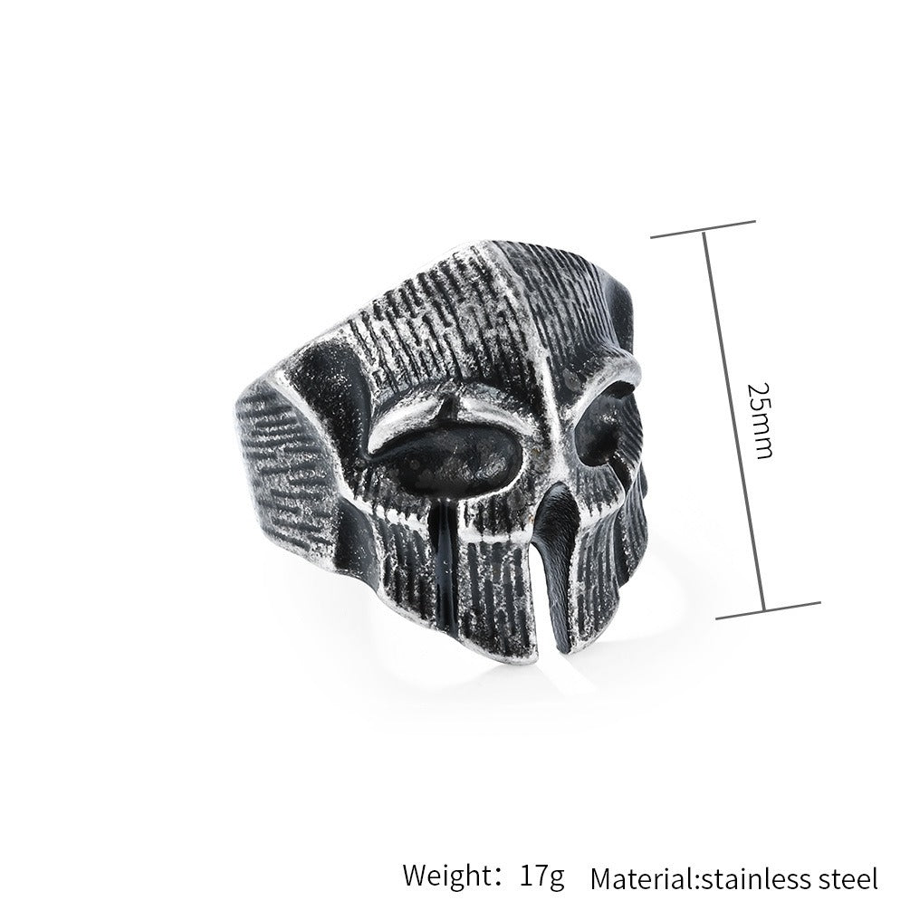 Kemstone Vintage Armor Skull Ring for Men Stainless Steel K-R1025