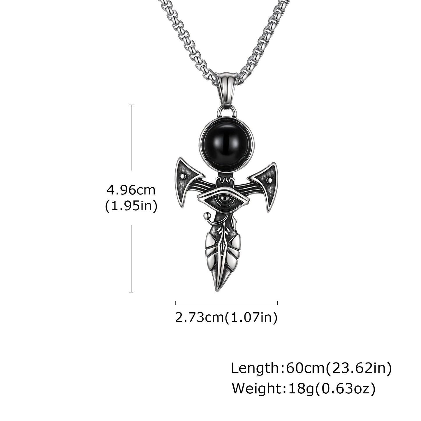 Kemstone Men’s Titanium Steel Horus Eye Cross Pendant Necklace PN-2153