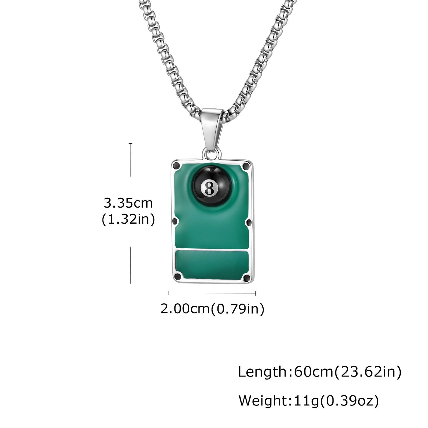 Kemston Stainless Steel 8 Ball Billiard Pendant Necklace for Men PN-2374