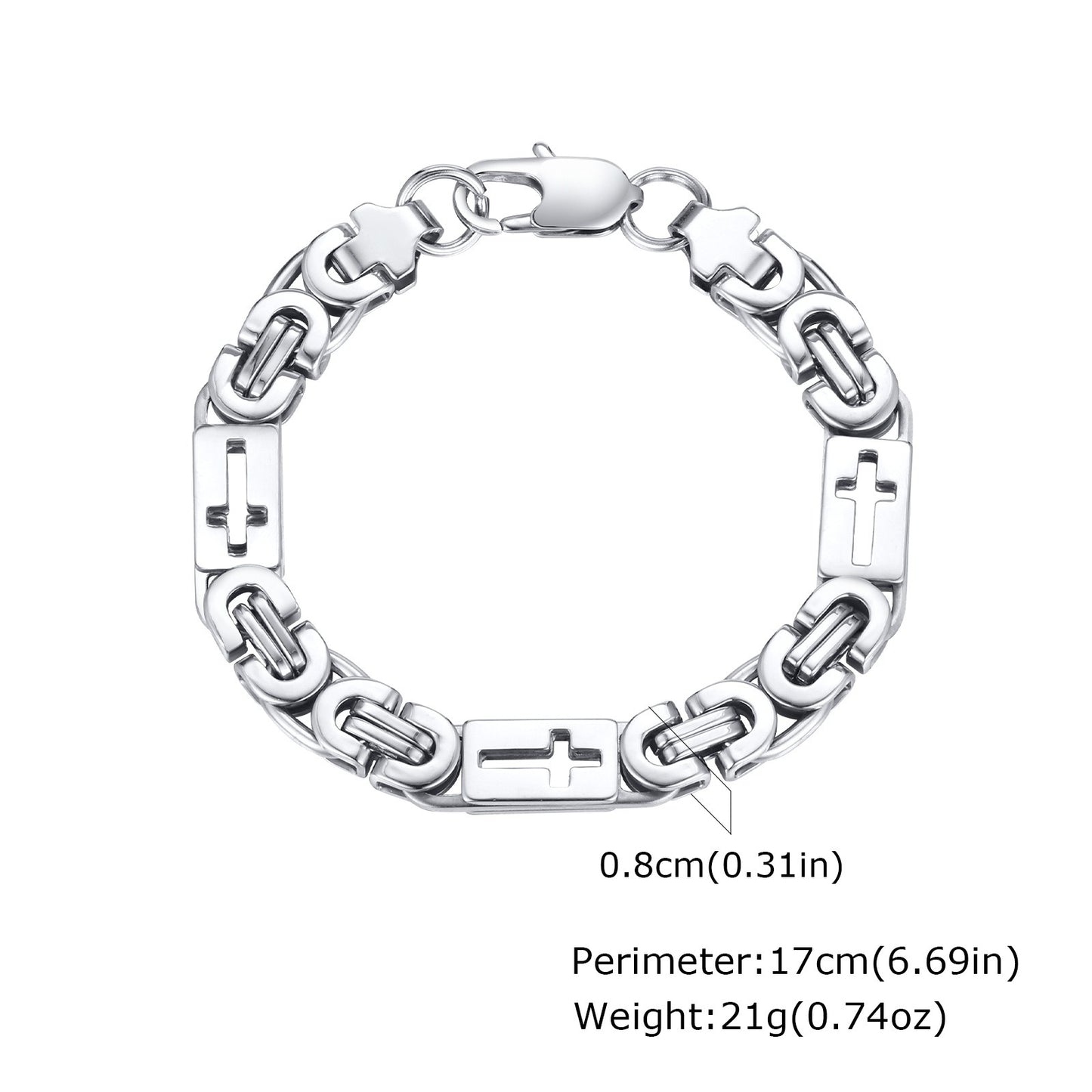 Kemstone Men’s Titanium Steel Byzantine Cross Bracelet – Punk Hip Hop Jewelry BR-2214