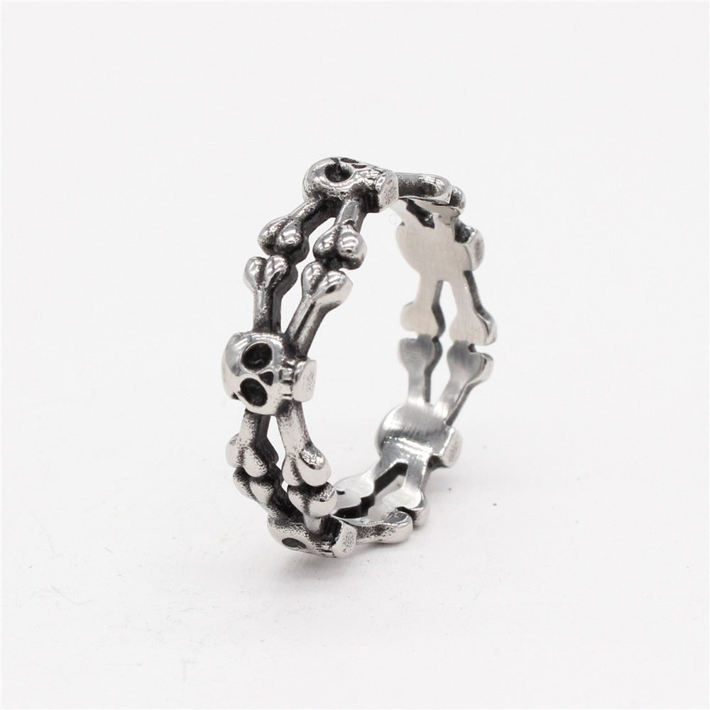 Kemstone Skeleton Bone Skull Ring for Men Titanium Steel Vintage R1344