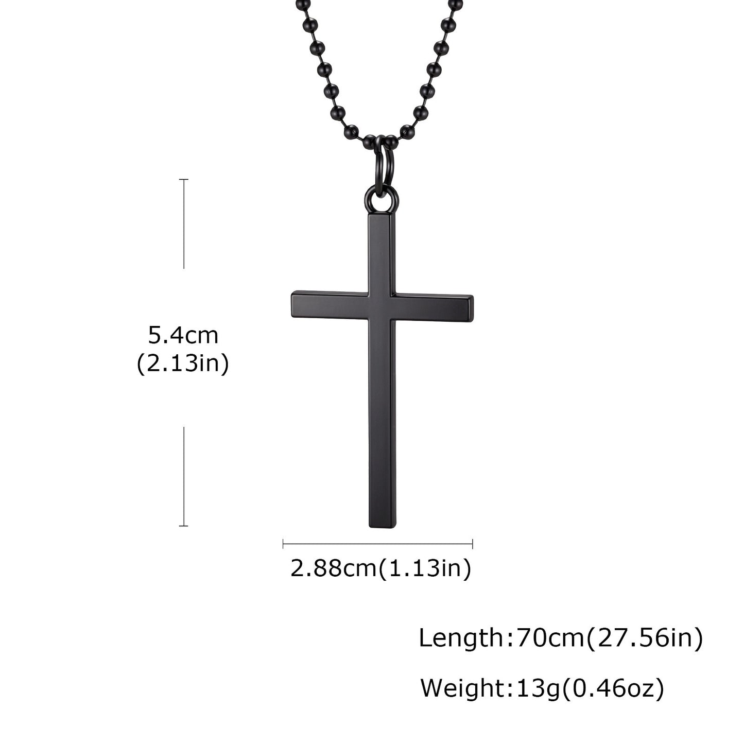 Kemston Cross Pendant Necklace for Men Alloy Long Chain Hip Hop Style NC-3028