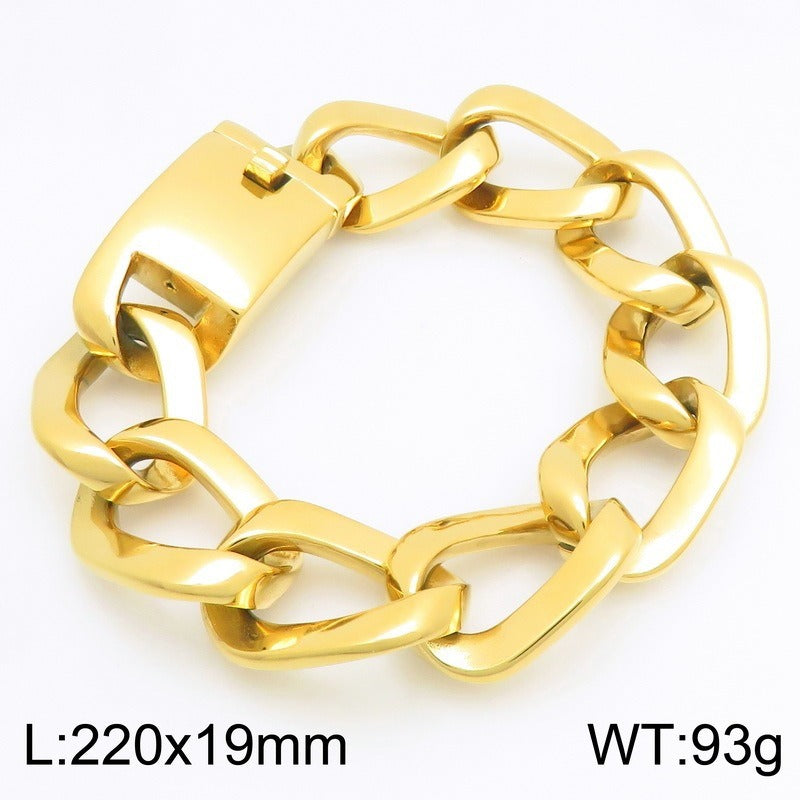 Kemstone Titanium Steel Cuban Link Bracelet for Men Square Link Chain KB213360-KJX