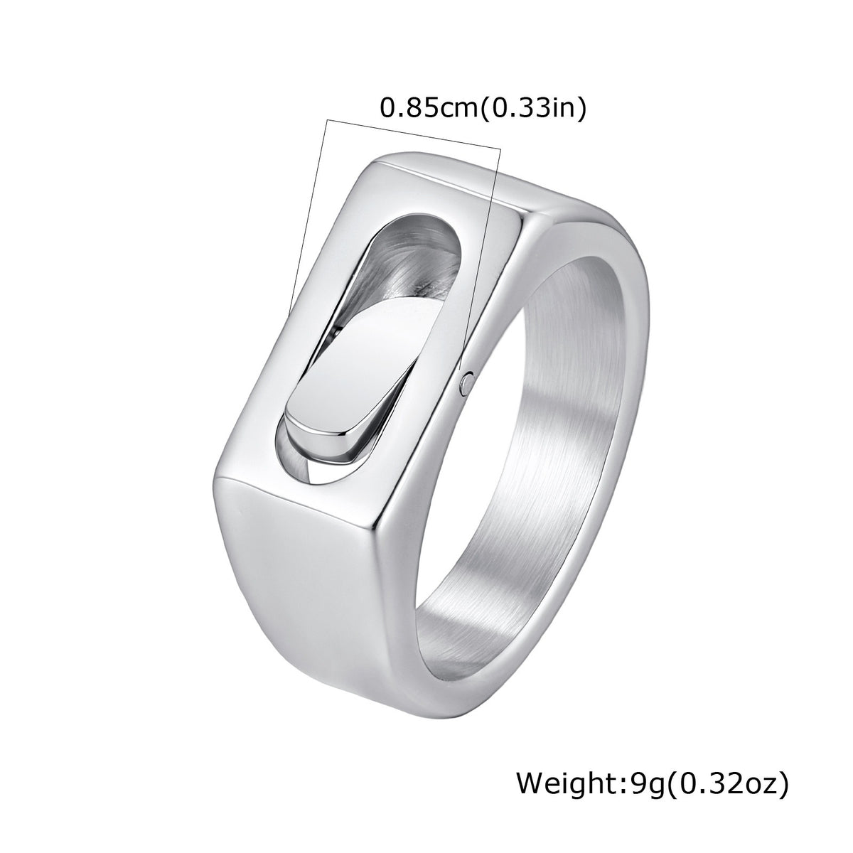 Kemstone Spinner Ring for Men Stainless Steel Rotating Center RC-1109