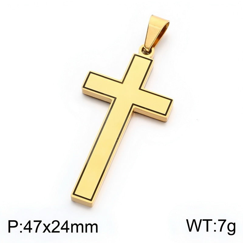 Kemstone Stainless Steel Black Outline Cross Pendant for Men KP119299-KL