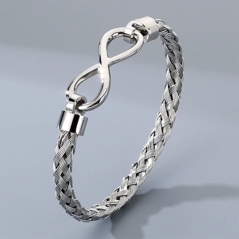 Kemstone Infinity Bracelet for Men Titanium Steel Braided Chain Gold Silver KB212143-KFC