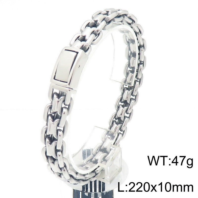 Kemstone Titanium Steel Flat Link Chain Bracelet & Necklace for Men KB188230-KJX