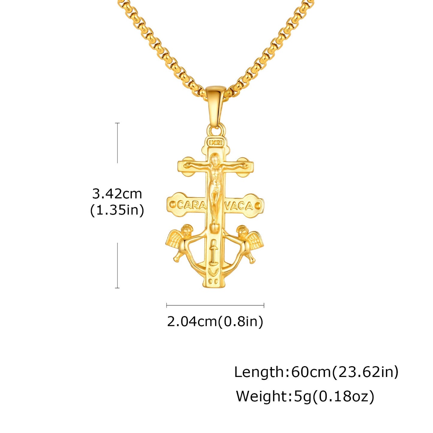 Kemstone Gold Plated Stainless Steel Cross Pendant Necklace for Men PN-2338