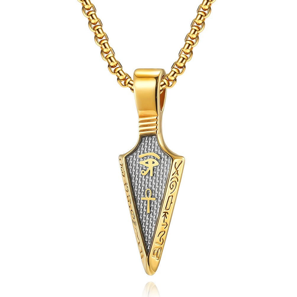 Kemstone Stainless Steel Spearhead Eye Symbol Pendant Necklace for Men K-PT413