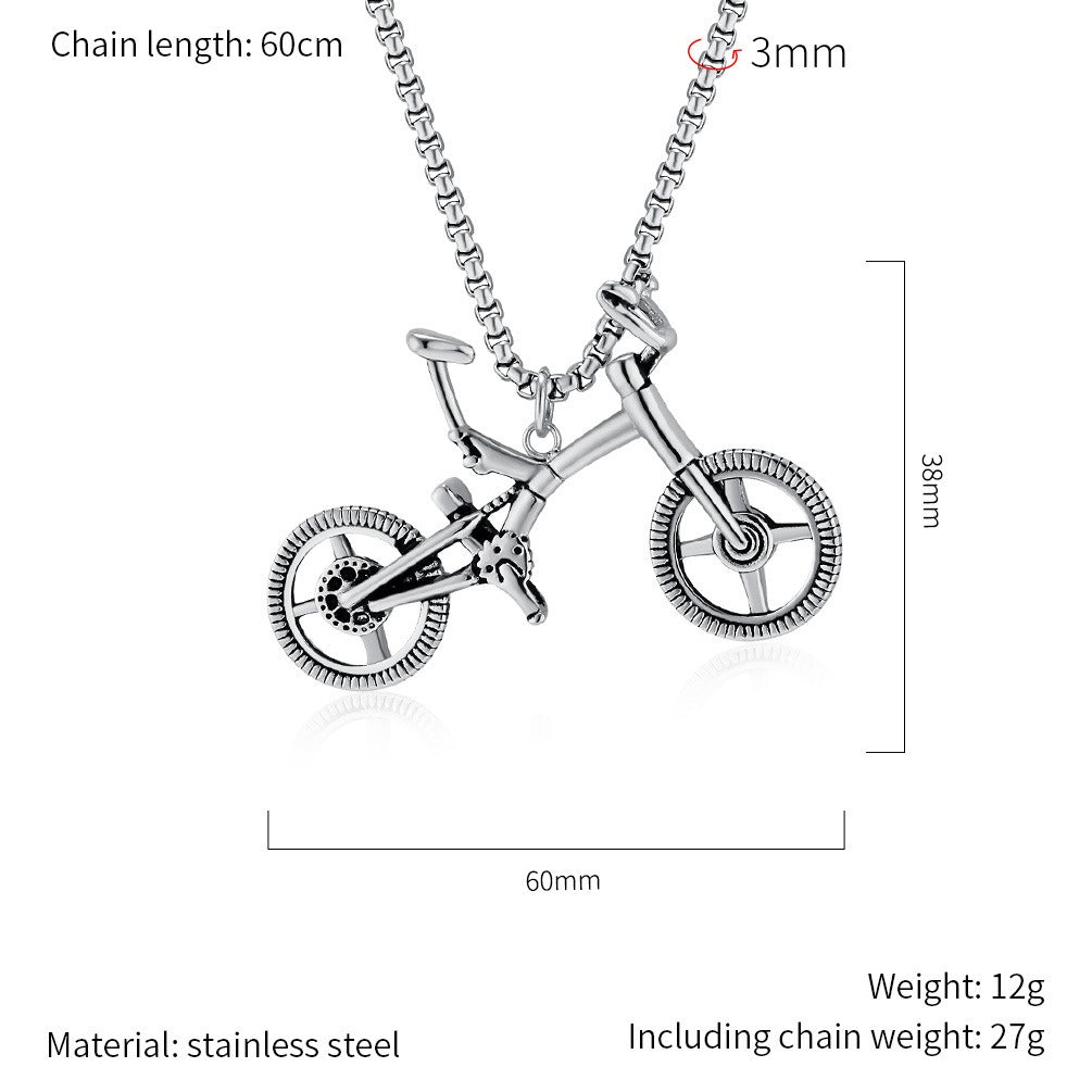 Kemstone Bicycle Pendant Necklace Stainless Steel Bike Chain for Men Women K-PT587