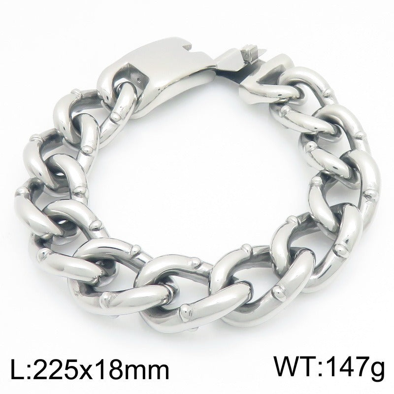 Kemstone Heavy Cuban Link Bracelet for Men Titanium Steel 18mm Hip Hop Chain KB213362