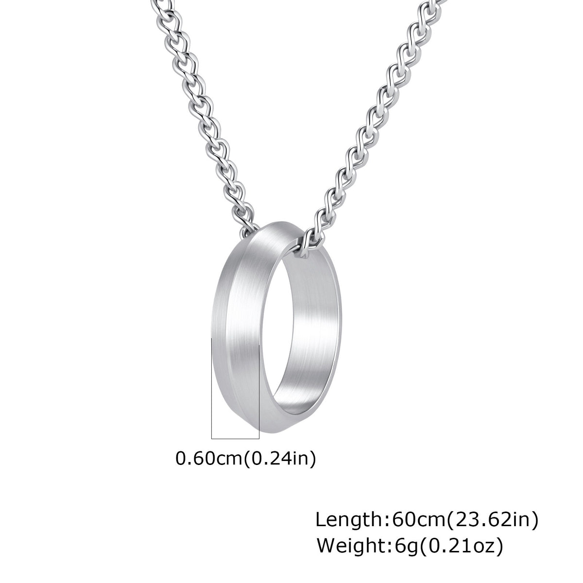 Kemstone Stainless Steel Brushed Ring Pendant Necklace for Men PN-1764