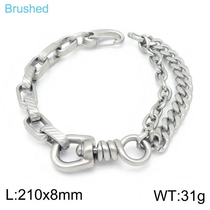 Kemstone Mixed Cuban Link Bracelet for Men Titanium Steel KB146302-KLHQ