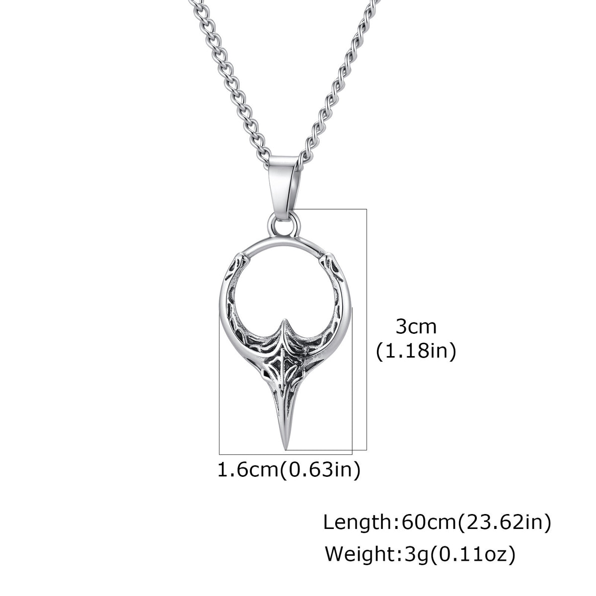 Kemstone Thorn Spike Pendant Necklace for Men Stainless Steel Gothic PN-2472
