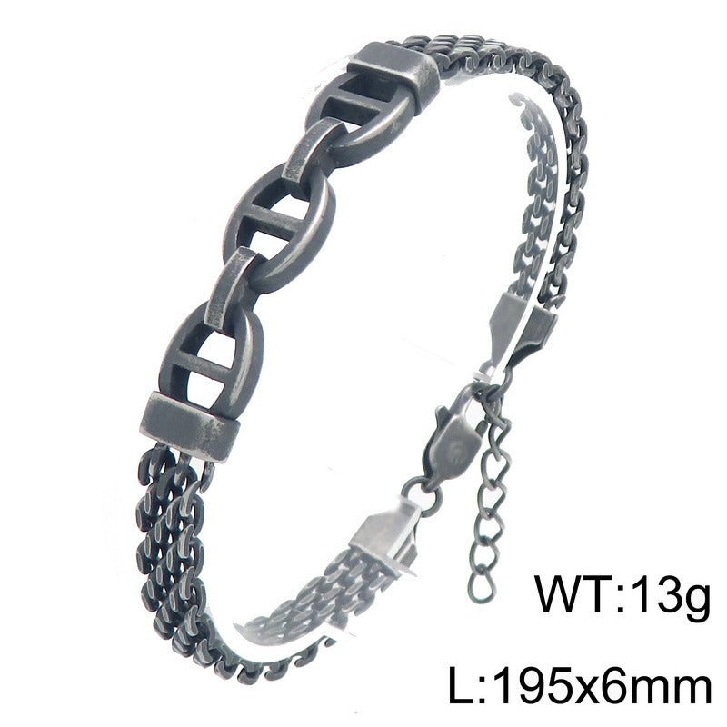 Kemstone Titanium Steel Curved Link Mesh Bracelet for Men Adjustable KB213297-KFC