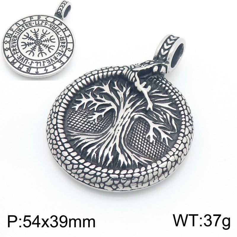 Kemstone Titanium Steel Viking Tree of Life Pendant Necklace for Men KP117703-LU