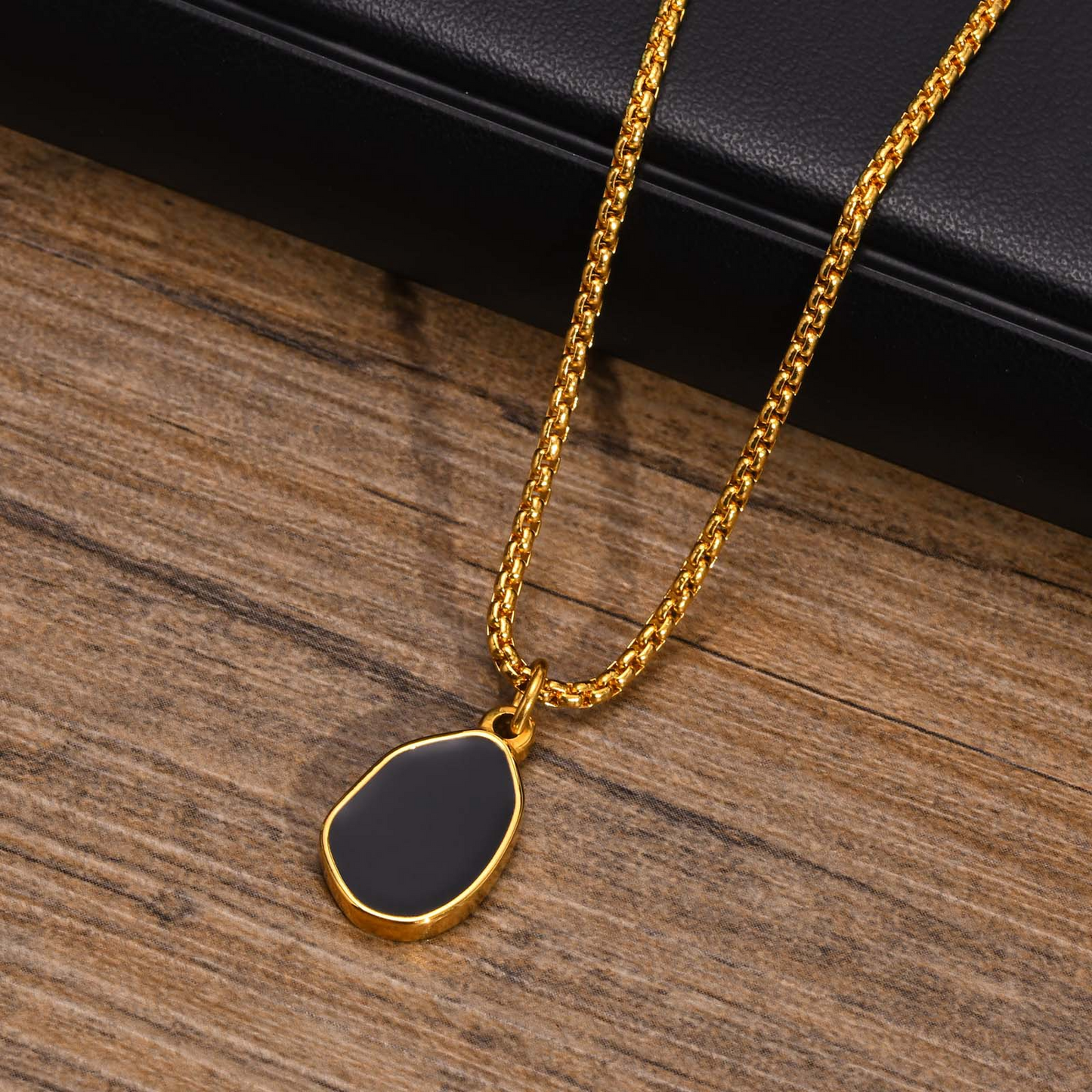 Kemstone Stainless Steel Oval Enamel Pendant Necklace for Men PN-1702