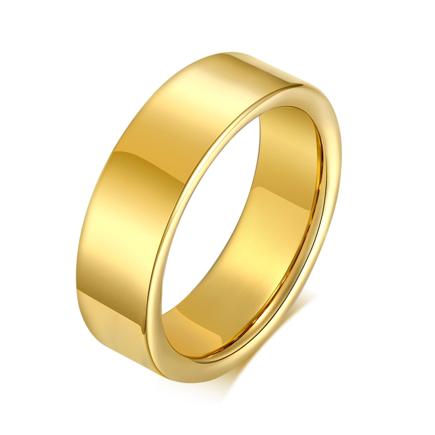 Kemstone Tungsten Steel Stackable Rings - 2mm/4mm/6mm/8mm Polished Gold Tone Minimalist Everyday Wear Jewelry for Men & Women TCR-087