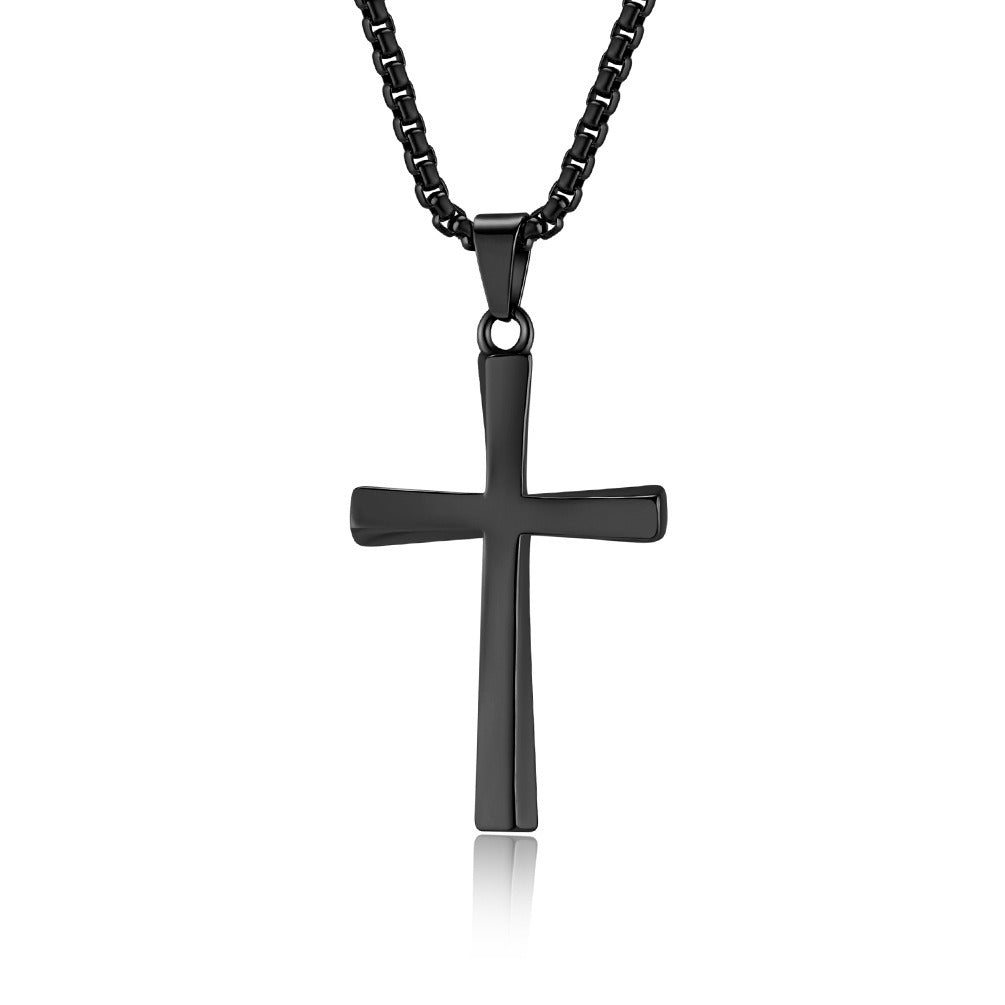 Kemstone Stainless Steel Twisted Cross Necklace for Men Minimalist K-PT516
