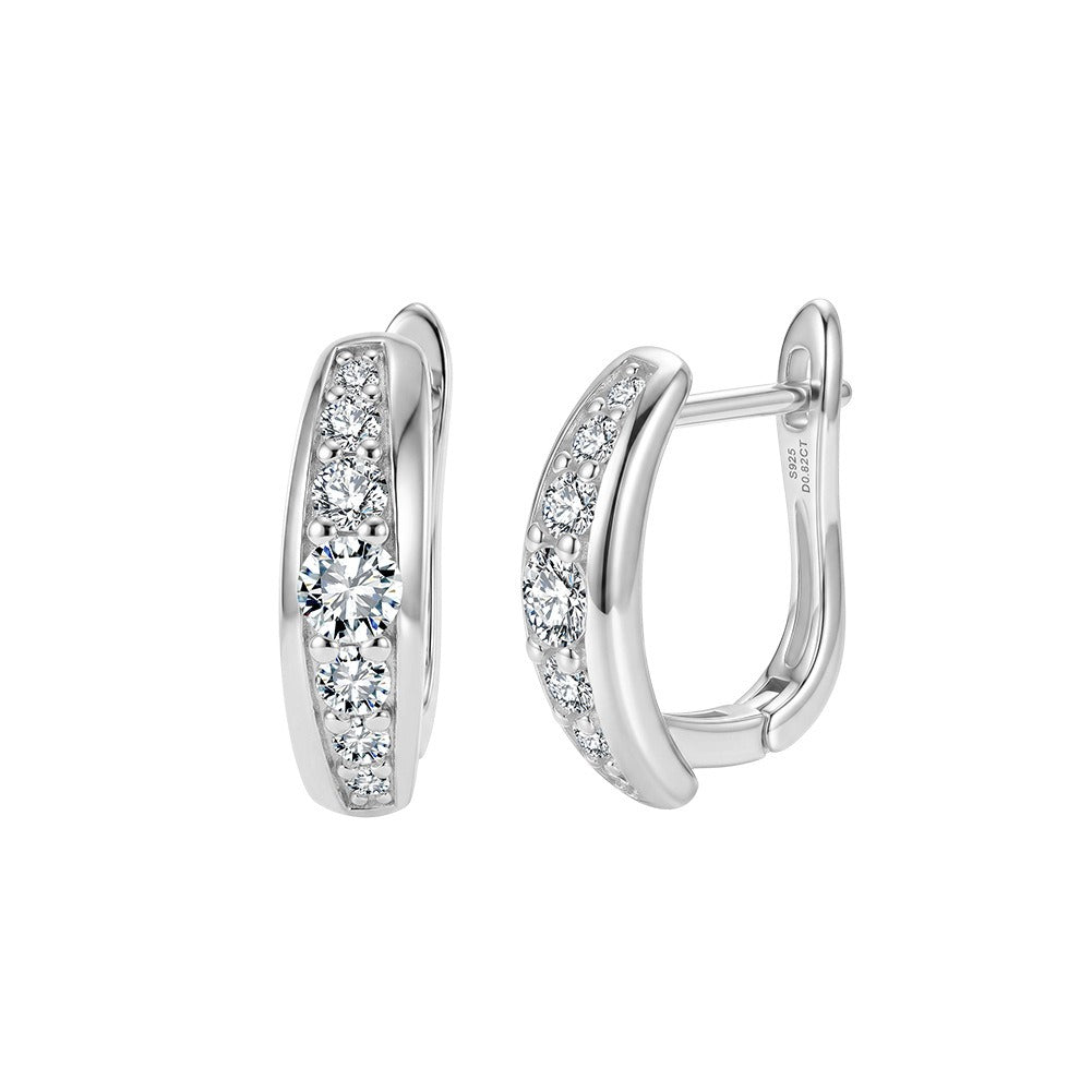 Kemston 925 Sterling Silver Moissanite Huggie Hoop Earrings for Women SMOE29