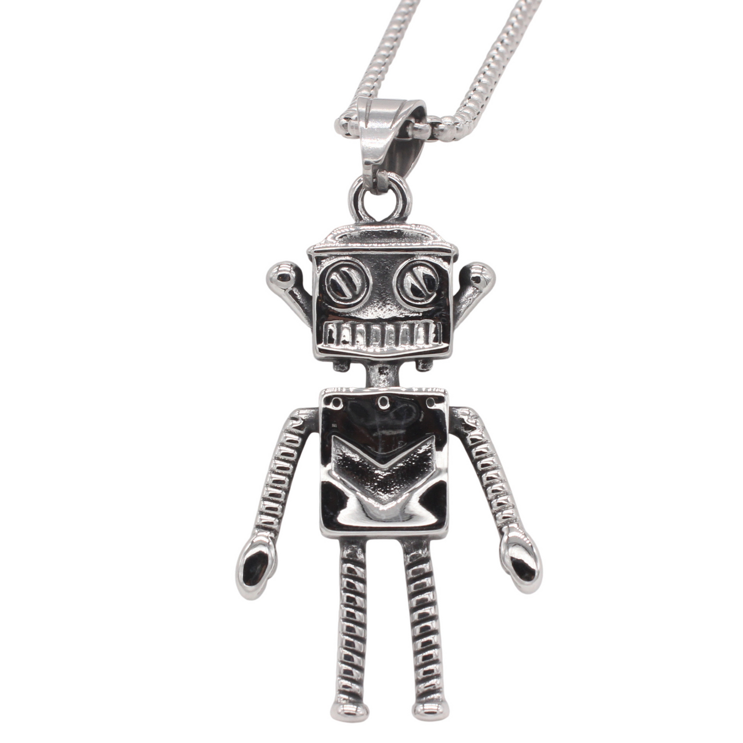 Kemstone Vintage Robot Titanium Steel Pendant Necklace for Men P1499