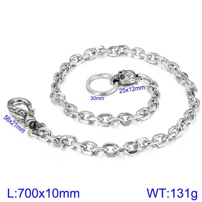 Kemstone Titanium Steel Skull Pants Chain – Double Clasp Street Wallet Chain for Men KK025-Z