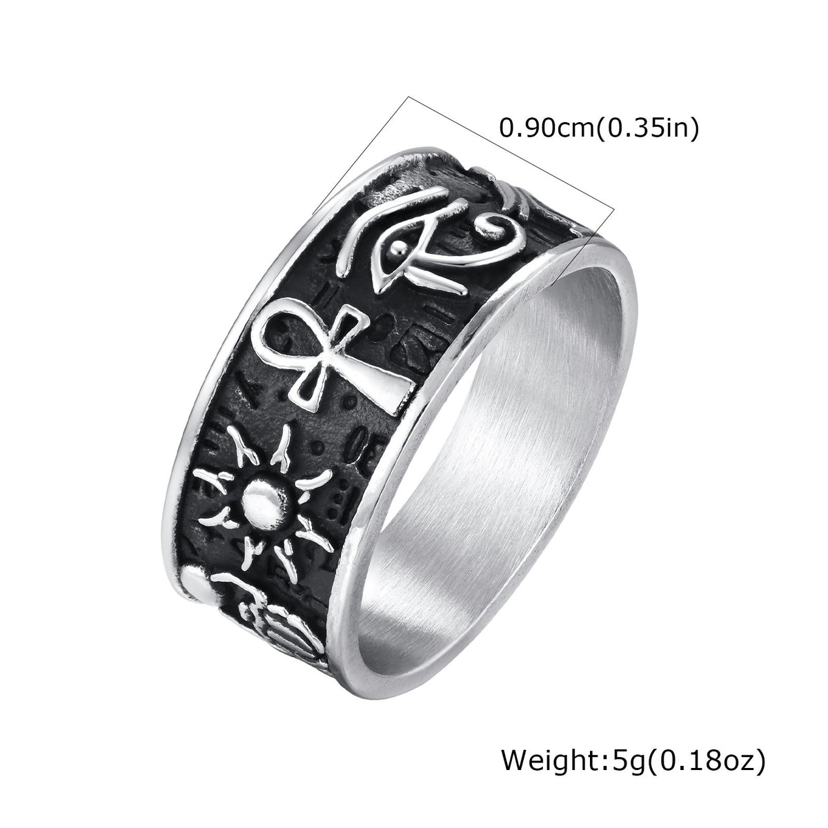 Kemstone Egyptian Ankh Ring for Men Stainless Steel RC-1211