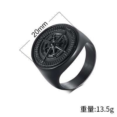 Kemstone Stainless Steel Compass Signet Ring for Men RC-527