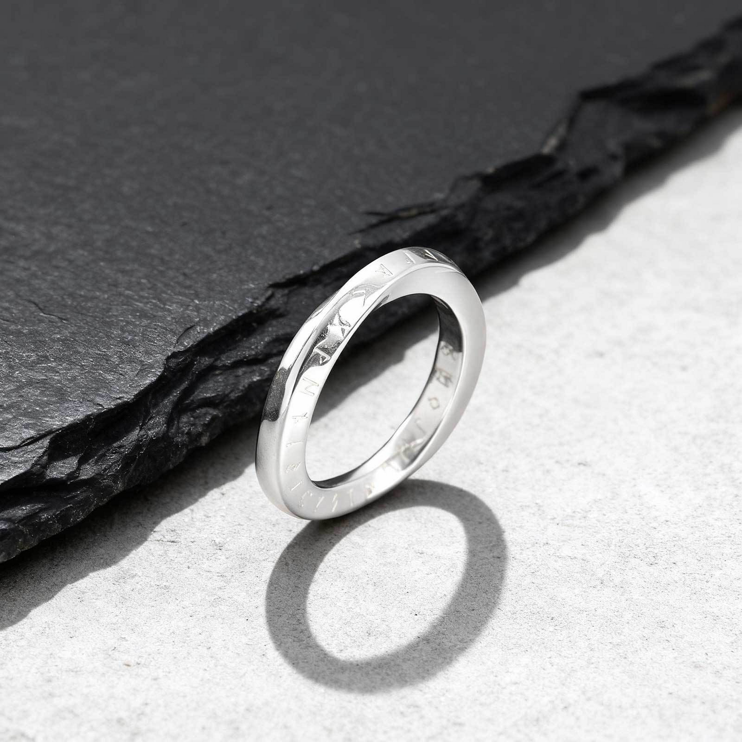 Kemstone Stainless Steel Viking Rune Mobius Ring for Men – Engraved Design RC-999