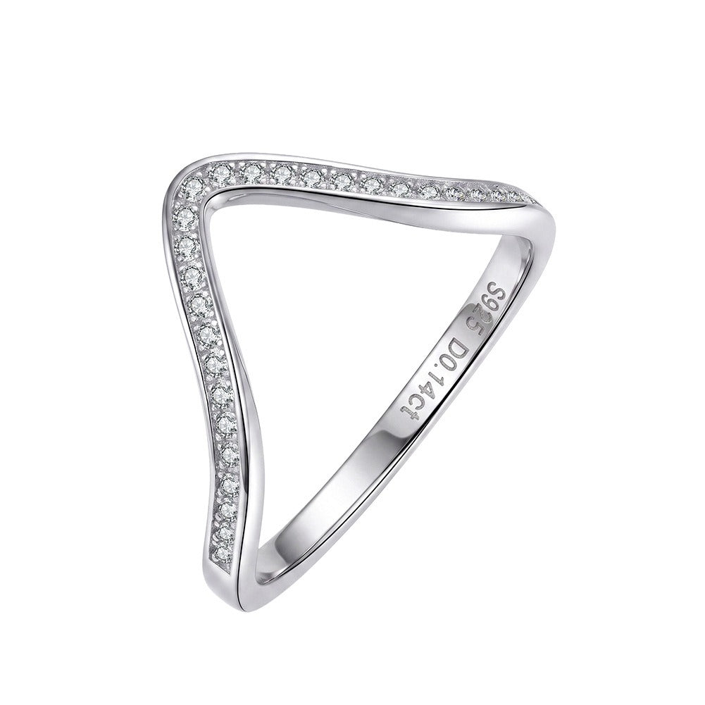 Kemstone V-Shaped Moissanite Ring for Women 925 Sterling Silver SMOR34