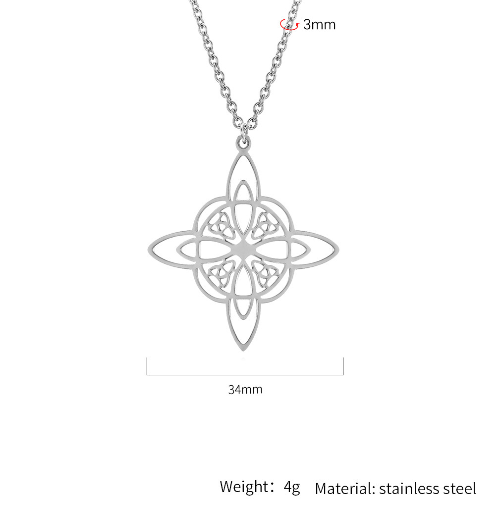 Kemston Stainless Steel Celtic Knot Eternal Triangular Pendant Necklace for Men Women K-PT501