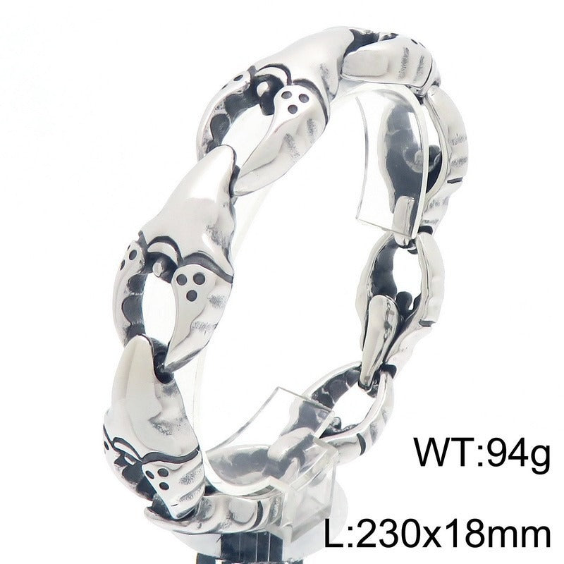 Kemstone Titanium Steel Crab Claw Bracelet for Men – Heavy Chain Punk Style KB205186-KJX