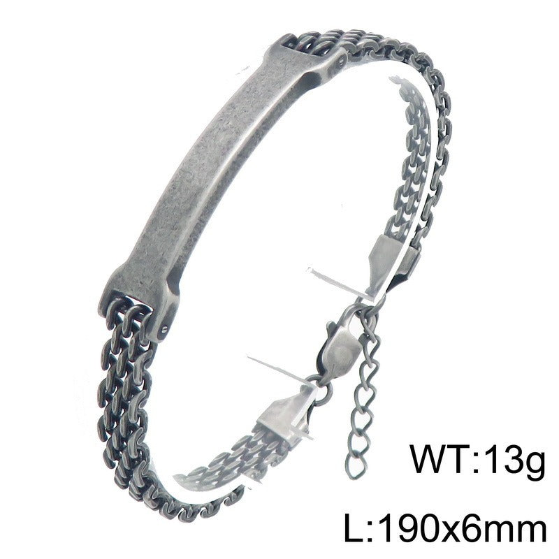 Kemston Titanium Steel Curved Bar Mesh Chain Bracelet for Men Vintage Link Wrist KB213303-KFC