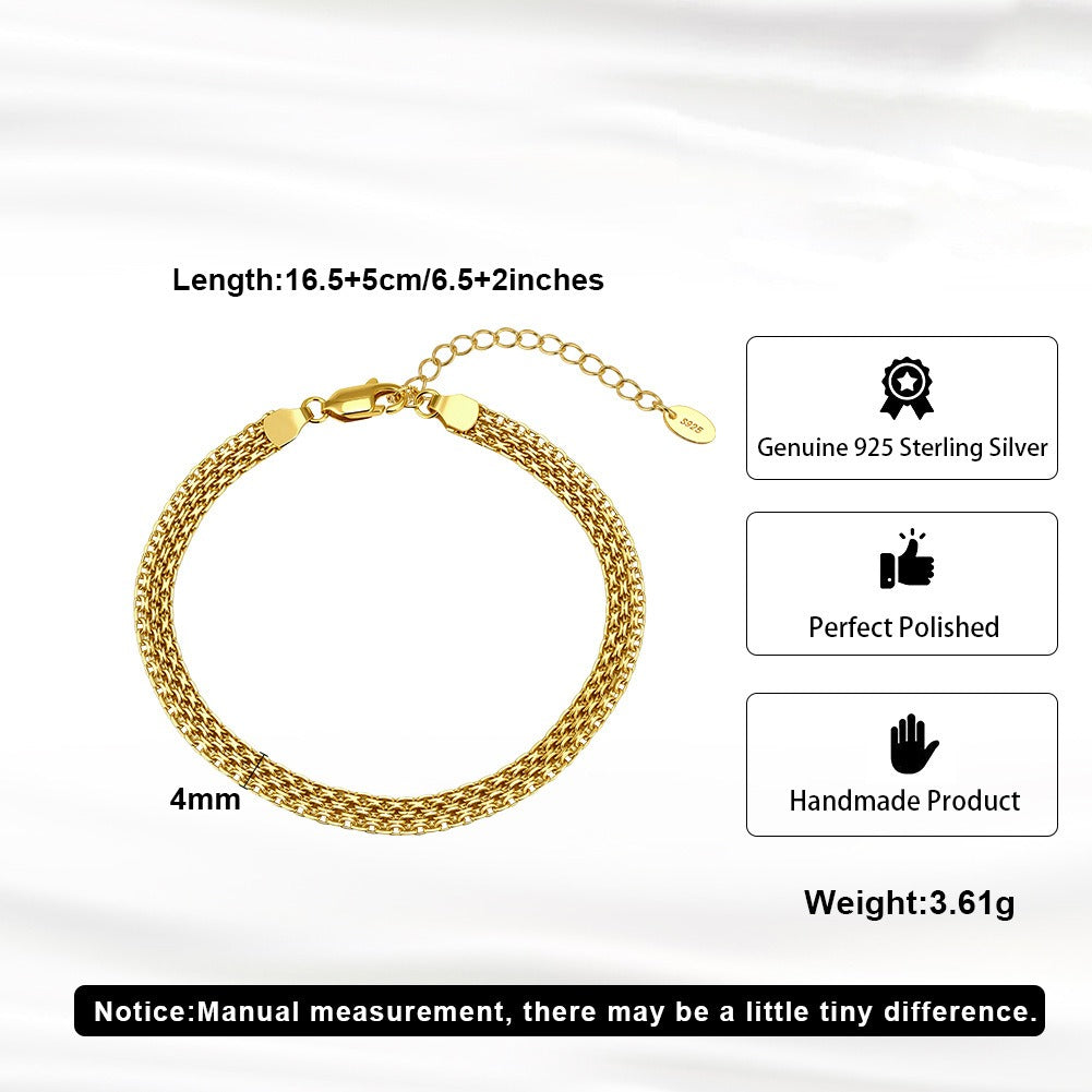 Kemstone 925 Sterling Silver Braided Chain Bracelet for Women – 4mm Weave Design GAB05