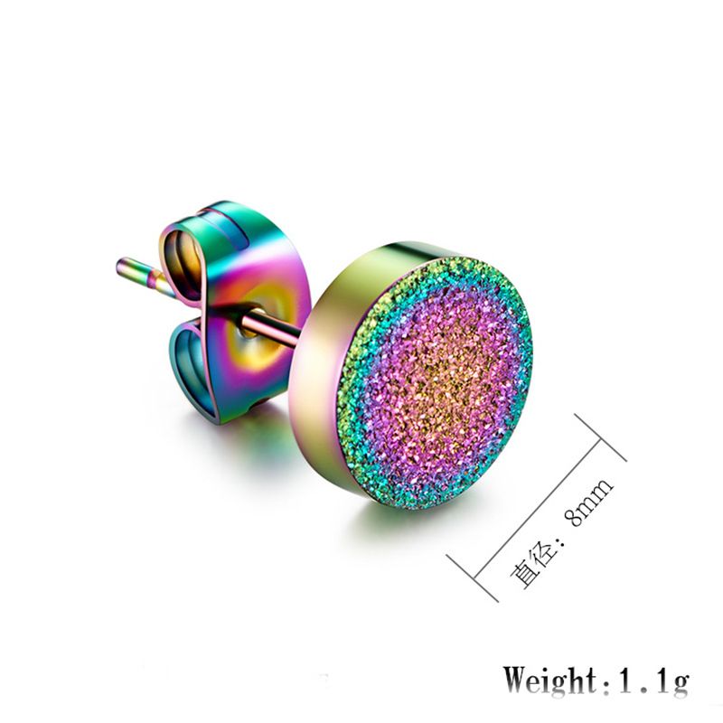 Kemstone Sand Textured Stud Earrings for Men & Women Stainless Steel Round Finish K-E012