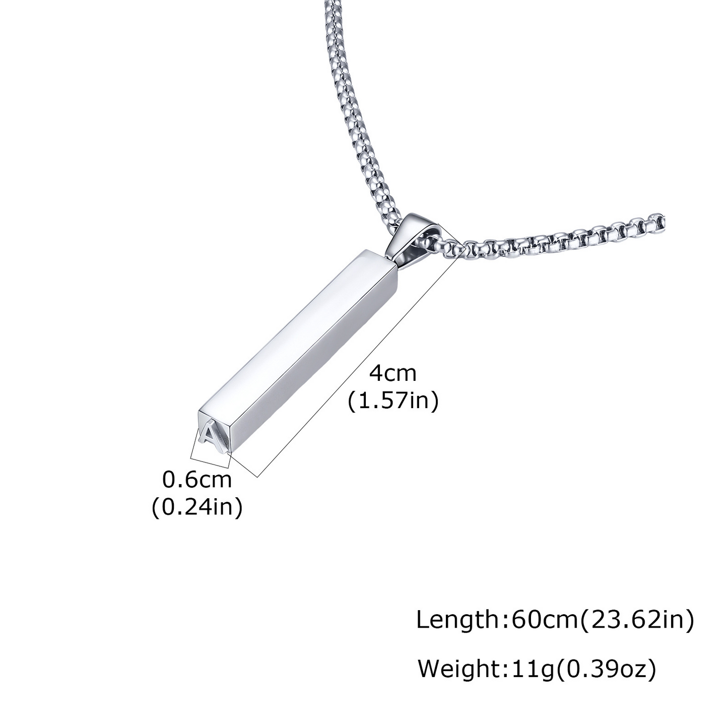 Kemston Letter Necklace for Men Stainless Steel Bar Pendant Minimalist Design PN-2380