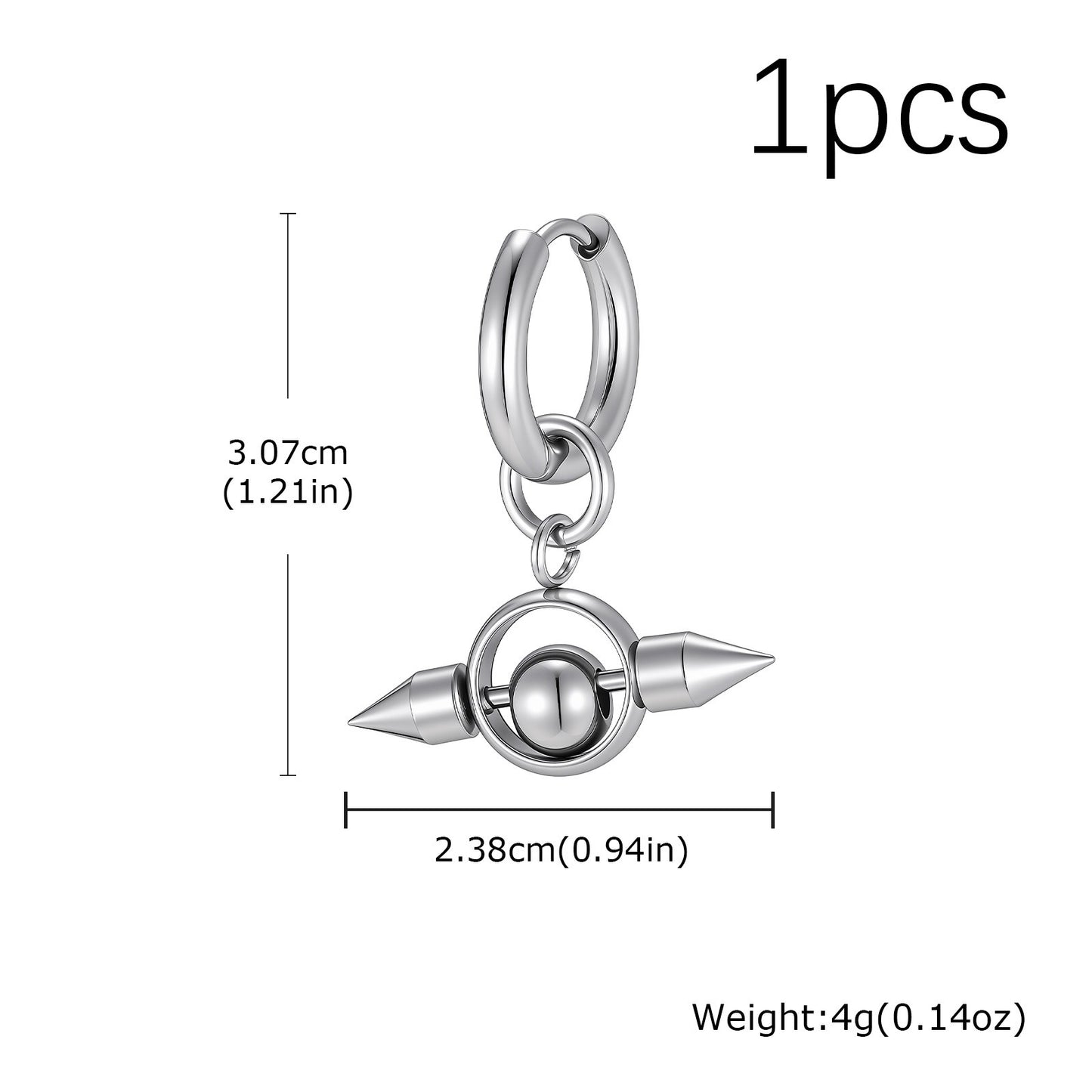 Kemston Mechanical Rivet Hip Hop Stud Earrings for Men Women Stainless Steel EH-1110