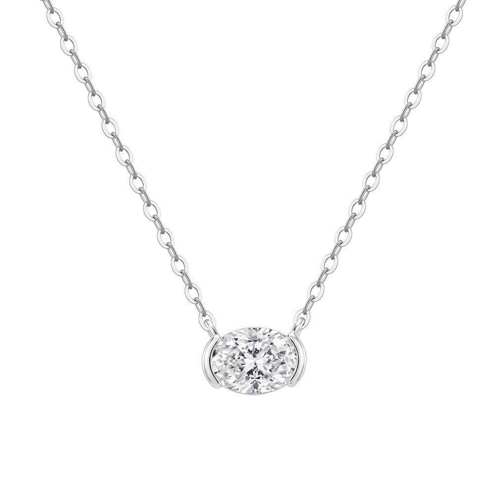 Kemstone 1CT Oval Moissanite Necklace for Women 925 Sterling Silver Pendant SMON28