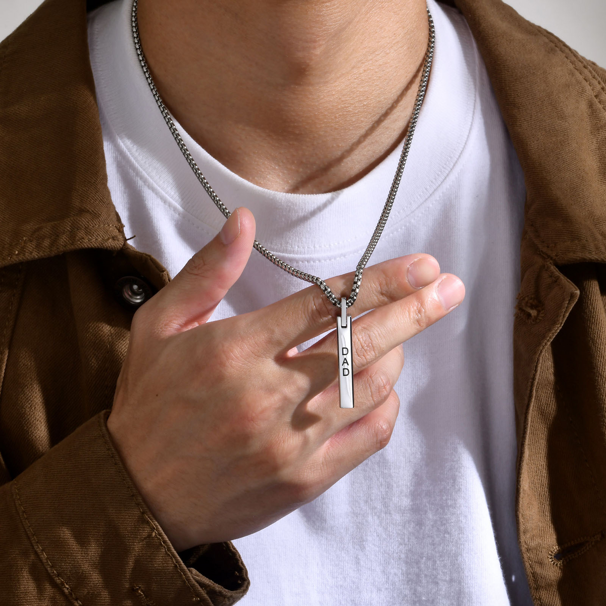 Kemstone DAD Bar Pendant Necklace for Men Stainless Steel PN-7030